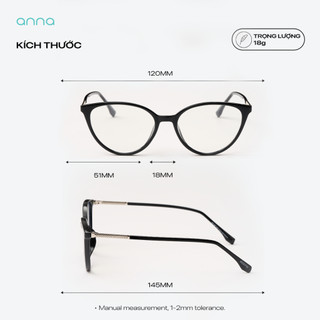 Kính mắt ANNA mắt mèo kim loại dáng mắt mèo unisex cá tính OL 30327