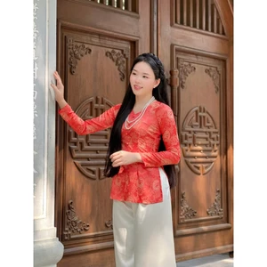 B.A131 - Áo Bà Ba Gấm Tơ Phượng Hoàng Cổ Tim Dây Kéo (QUẦN NGỌC TRAI)