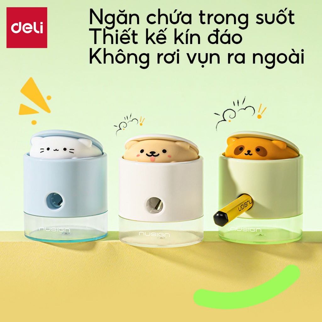 Gọt Chì Thú Cưng POP UP Deli NS073 Mini Tự Động Siêu Cute Nhỏ Gọn Màu Pastel Cho Học Sinh Văn Phòng