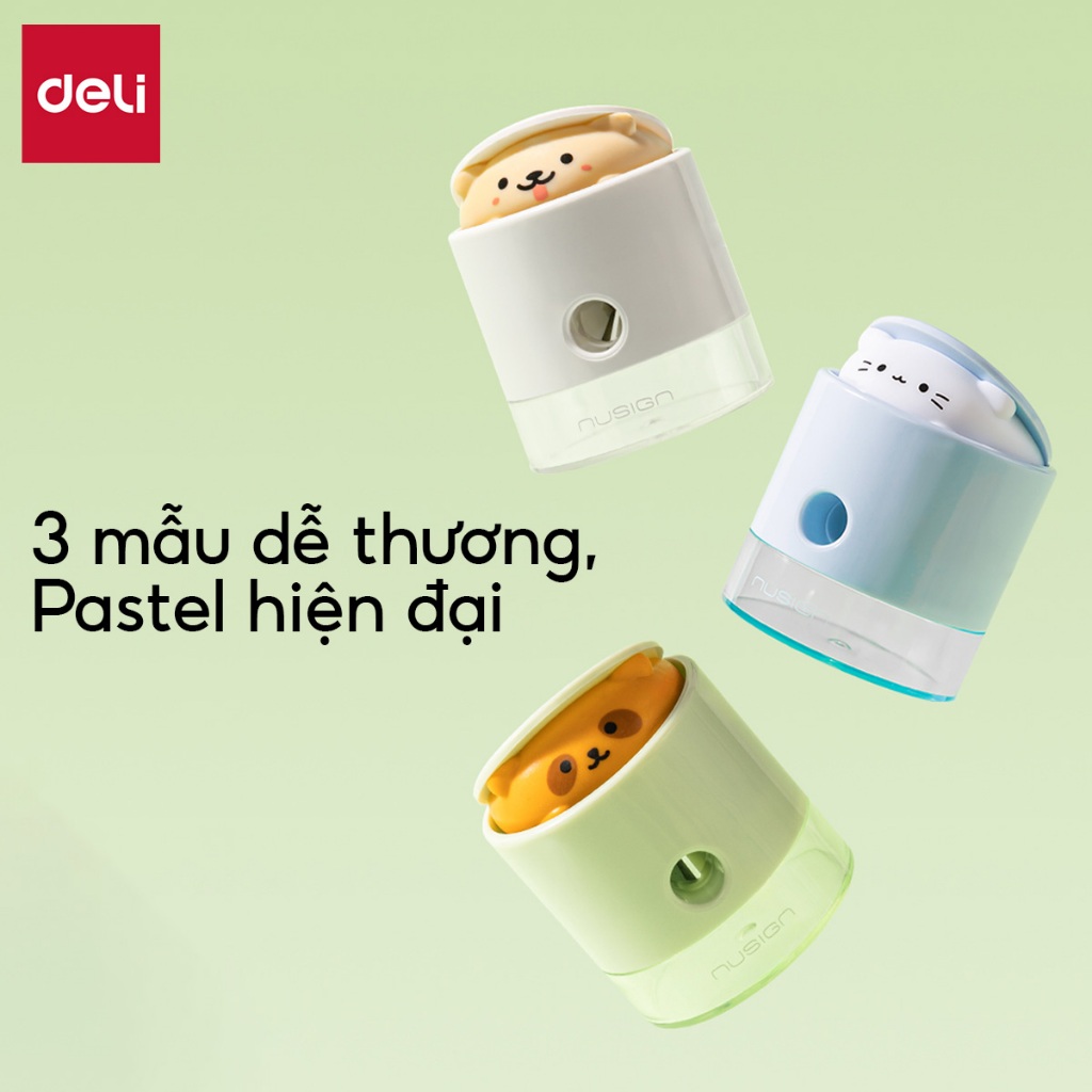 Gọt Chì Thú Cưng POP UP Deli NS073 Mini Tự Động Siêu Cute Nhỏ Gọn Màu Pastel Cho Học Sinh Văn Phòng