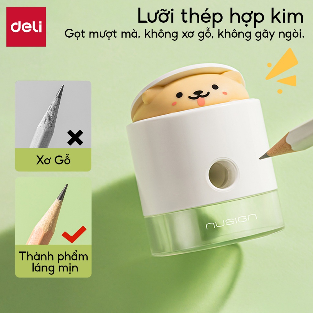 Gọt Chì Thú Cưng POP UP Deli NS073 Mini Tự Động Siêu Cute Nhỏ Gọn Màu Pastel Cho Học Sinh Văn Phòng