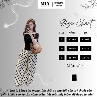 Set áo trễ vai đen quần chấm bi ống rộng MIA nữ phong cách Hàn Quốc mặc cực tôn dáng S183