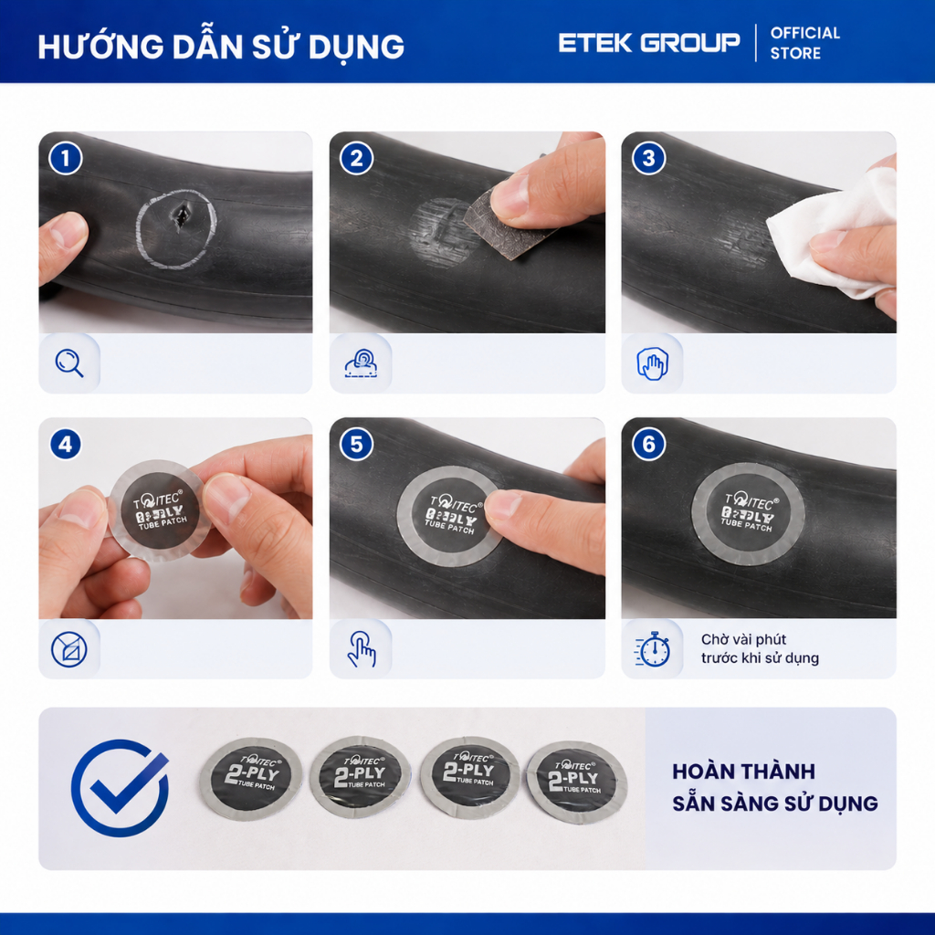 Miếng Vá Săm Lốp Ô Tô, Xe Máy, Xe Đạp, Xe Tải - Vá Ruột Tiêu Chuẩn Mỹ Nhiều Kích Thước - TAITEC