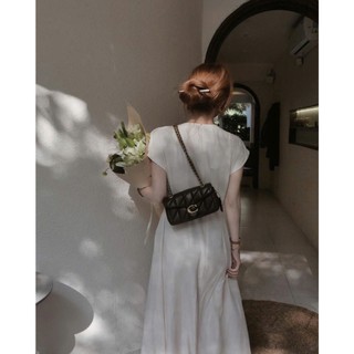 MIMI CLOTHING - Đầm maxi thanh lịch màu trắng ngà form dài xếp ly tinh tế