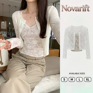 Nova-SET ÁO 2 DÂY REN HOA THÊU NỔI KÈM ÁO KHOÁC NGOÀI SIÊU XINH