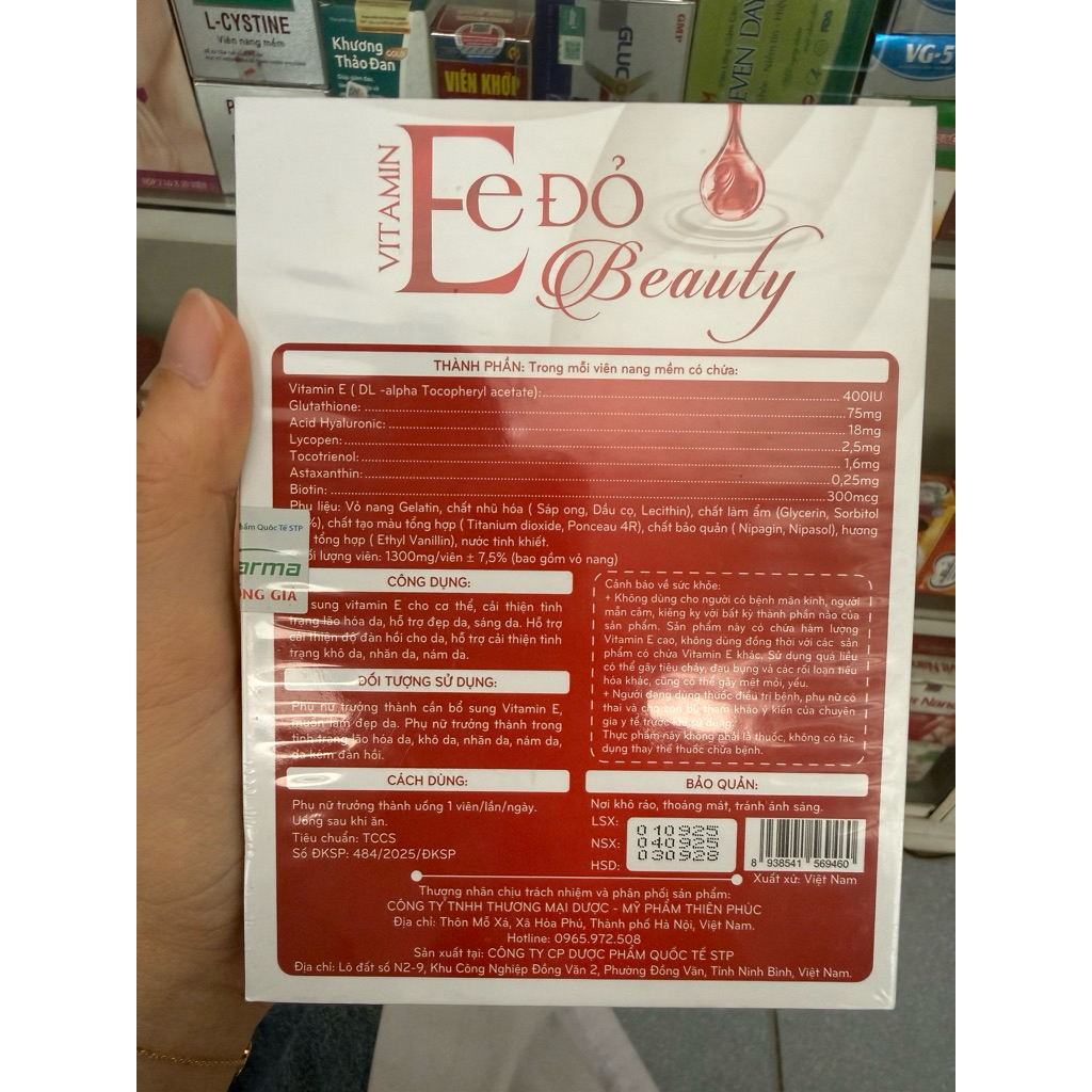 E ĐỎ kết hợp GLUTATHI đẹp da ngừa lão hoá.