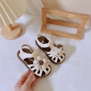 FORM TO Lùi 1 size Dép Quai Hậu Rọ Hoa Mèo Thêu Cho Bé Gái K171