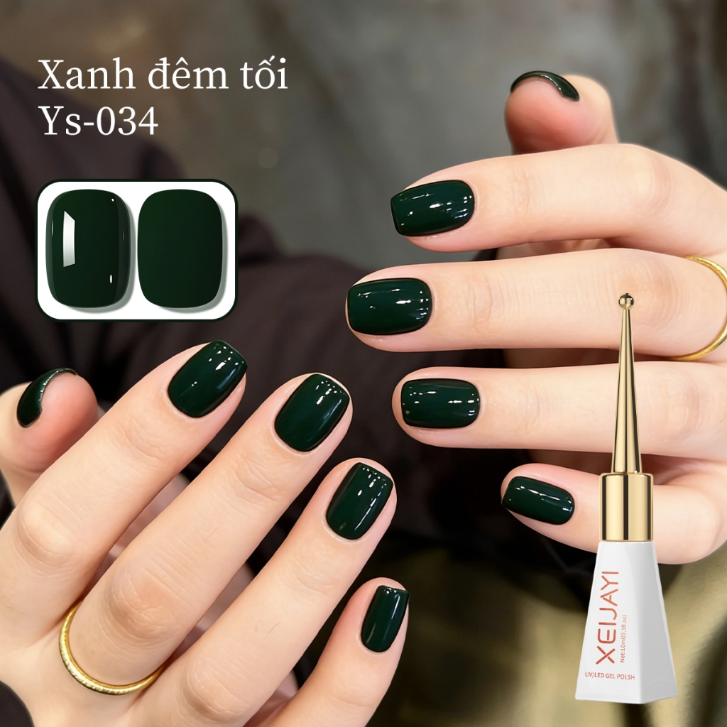 XEIJAYI 10ml — Sơn móng tay dạng gel màu xanh lá cây đậm cao cấp dành cho mùa hè, thích hợp cho việc làm móng.