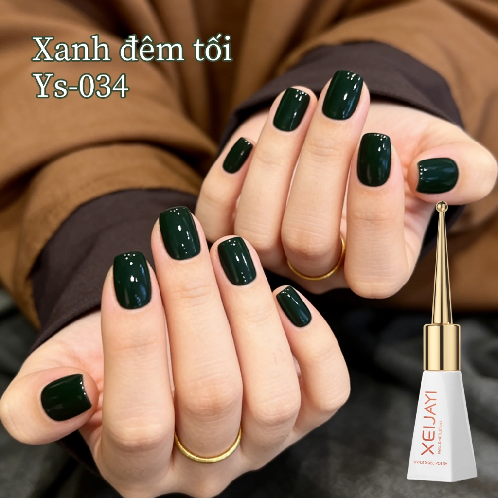 XEIJAYI 10ml — Sơn móng tay dạng gel màu xanh lá cây đậm cao cấp dành cho mùa hè, thích hợp cho việc làm móng.