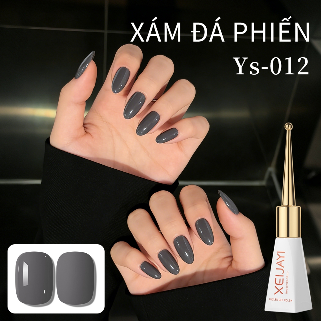 XEIJAYI 10ml - Sơn gel móng tay màu xám mới, độ bóng lâu trôi, thích hợp cho việc tự làm nghệ thuật vẽ móng.