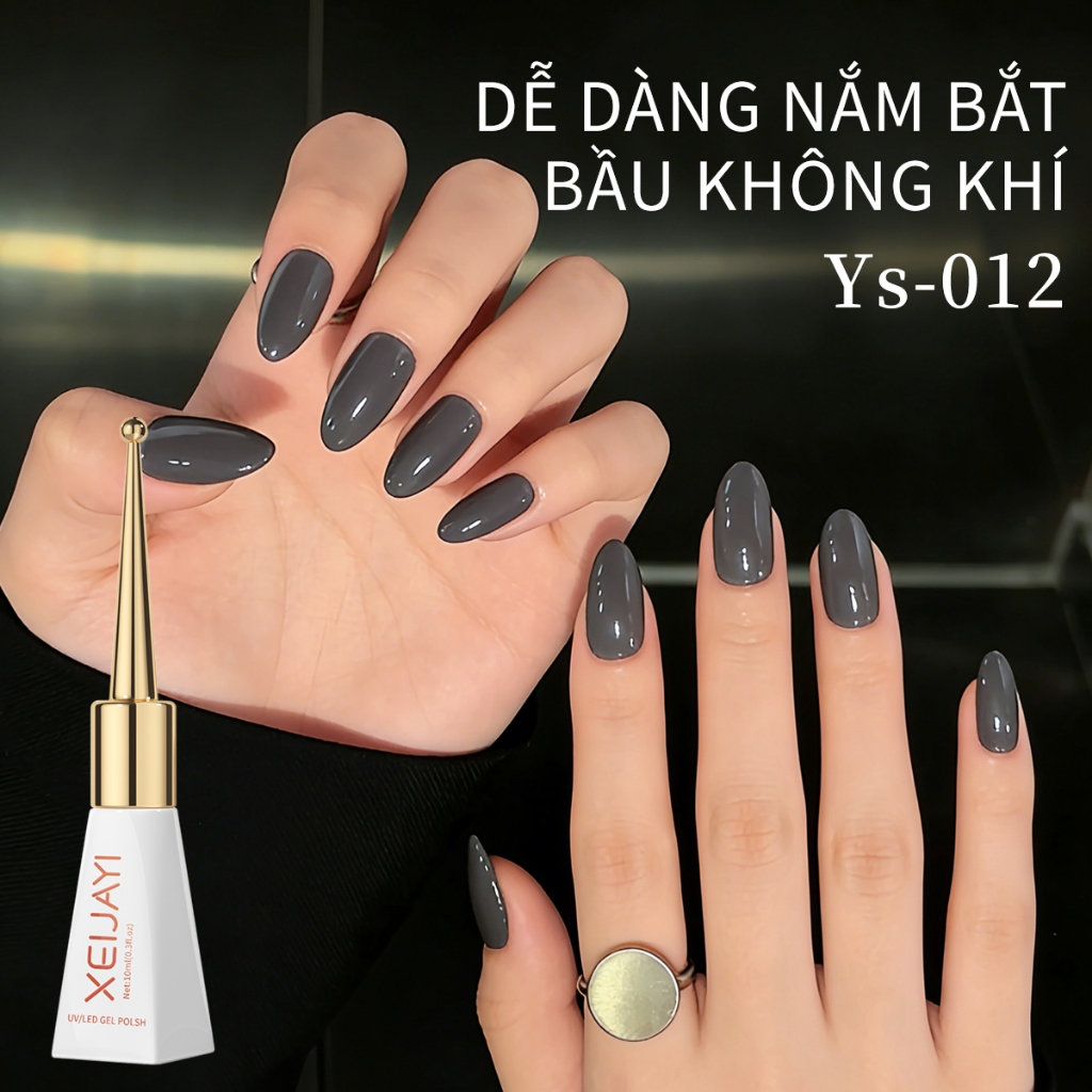 XEIJAYI 10ml - Sơn gel móng tay màu xám mới, độ bóng lâu trôi, thích hợp cho việc tự làm nghệ thuật vẽ móng.