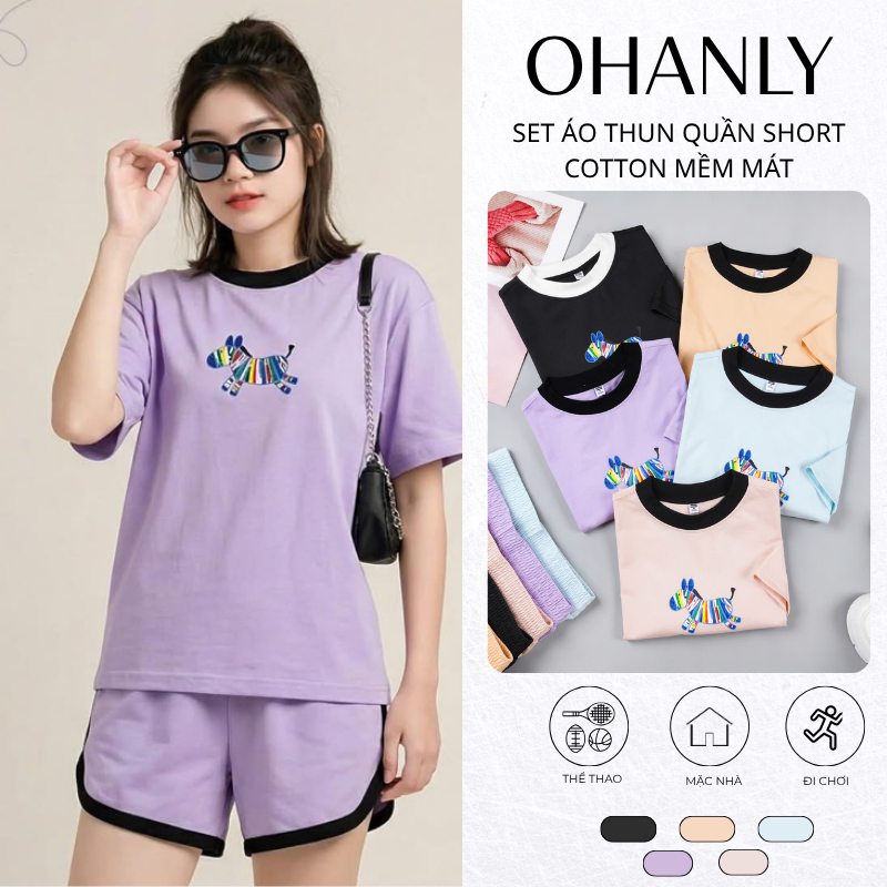 Bộ Nữ OHANLY Form Rộng – Set Áo Thun Quần Short Cotton Mềm Mát, Mặc Nhà Đi Chơi Cực Xinh