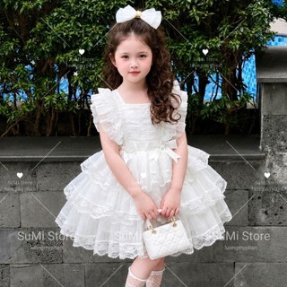 [ HÀNG THIẾT KẾ ] [Tặng cài ] Váy công chúa lotita trắng sang trọng phồng xòe siêu nhẹ cho bé