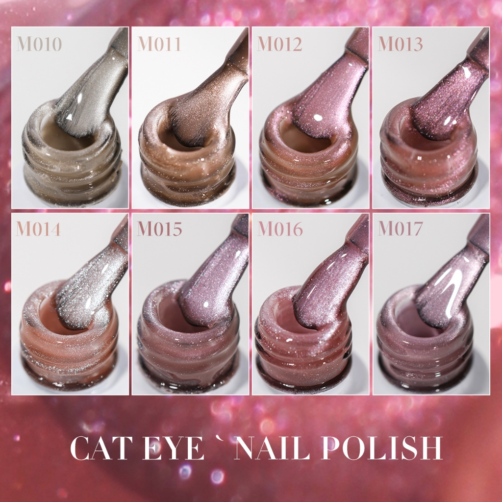 XEIJAYI 10ml - Sơn móng tay dạng gel màu hồng nhạt, bộ 8 màu mắt mèo, thích hợp cho các dự án làm móng DIY tại salon.