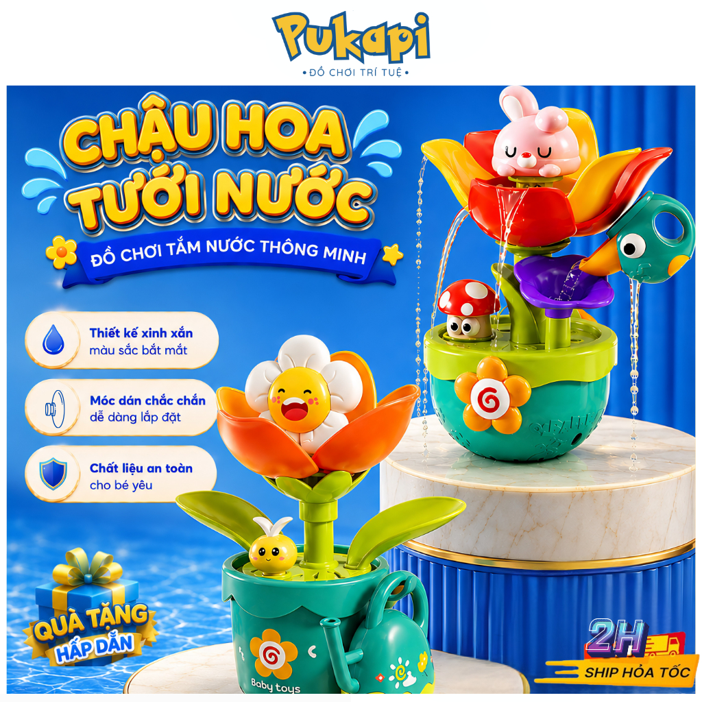 Đồ Chơi Nhà Tắm Tưới Nước Nở Hoa Chậu Hoa Tưới Nước Bông Hoa Tự Nở Ngộ Nghĩnh Cho Bé - Đồ Chơi Cho Bé PUKAPI