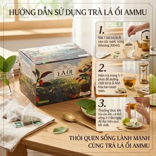 Trà Lá Ổi Túi Lọc AMMU Thảo Mộc Tự Nhiên Dễ Uống Dùng Hằng Ngày Hộp 20 Túi