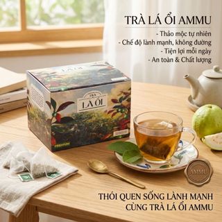 Trà Lá Ổi Túi Lọc AMMU Thảo Mộc Tự Nhiên Dễ Uống Dùng Hằng Ngày Hộp 20 Túi