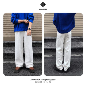 QUẦN JEANS ỐNG SUÔNG Aura Crew unisex - Vải denim COTTON CAO CẤP, form ỐNG ĐỨNG TÔN DÁNG