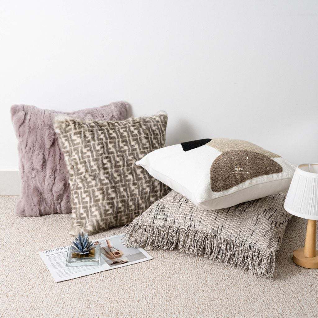 Vỏ Gối Tựa Lưng Trang Trí Sofa Tone Nâu Be Phong Cách Wabisabi Tối Giản