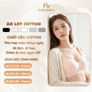 Áo Ngực Nữ Không Gọng Chất Cotton Mịn, Áo Lót Nữ Nâng Ngực Mút Mỏng Siêu Xinh AMYBRA A838