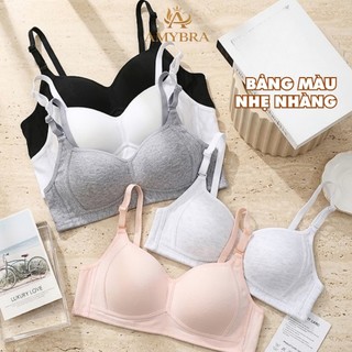 Áo Ngực Nữ Không Gọng Chất Cotton Mịn, Áo Lót Nữ Nâng Ngực Mút Mỏng Siêu Xinh AMYBRA A838