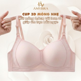 Combo 3 Áo Ngực Nữ Không Gọng Cotton Mịn, Set 3 Áo Lót Nữ Nâng Ngực Mút Mỏng Siêu Xinh AMYBRA A838