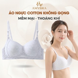 Áo Ngực Nữ Không Gọng Chất Cotton Mịn, Áo Lót Nữ Nâng Ngực Mút Mỏng Siêu Xinh AMYBRA A838