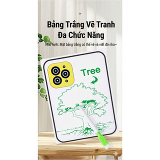 Bảng cầm tay nhận biết chữ cái và số bằng gỗ hình điện thoại di dộng 2 mặt cho trẻ em 2 mặt