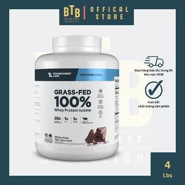 Bột protein Transparent Labs Grass-fed Whey Protein Isolate - 4lbs hỗ trợ tăng cơ