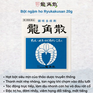 Kẹo Ngậm Thảo Dược Thông Cổ Ryukakusan Dưỡng Họng, Ho Vị Chanh, Việt Quất Nội Địa Nhật Bản K02