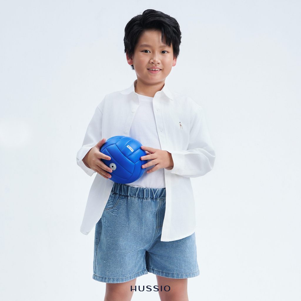 [Phiên bản áo trẻ em] Áo sơ mi tay dài KID SEASON "BA" logo thêu, vải Oxford cao cấp, năng động,thoải mái - HUSSIO
