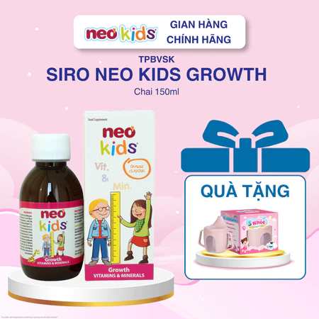 Siro ăn ngon Neo Kids Growth - Hỗ trợ bé ăn ngon, tăng hấp thu - Hỗ trợ tăng cân - Chai 150ml