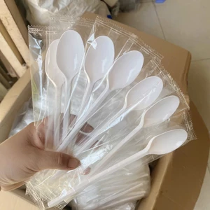 Muỗng nhựa trà sữa 20cm bọc màng nilong, muỗng thìa trà sữa tiện lợi, an toàn