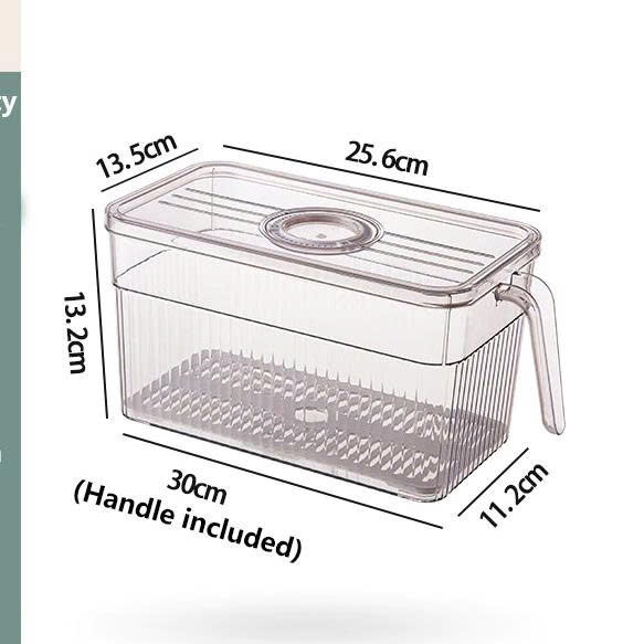 Hộp Nhựa Đựng Thực Phẩm Có Tay Cầm Đáy Tách Nước Để Tủ Lạnh An Toàn, Tiện Lợi, Hộp Bảo Quản Rau Củ Tươi Ngon