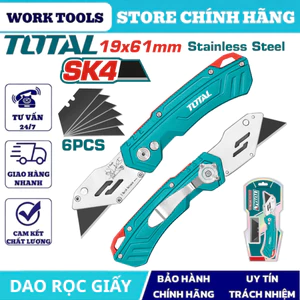 Dao rọc giấy TOTAL, lưỡi thép SK5 siêu sắc, khóa trượt an toàn, dùng cho giấy – thủ công – văn phòng DN2