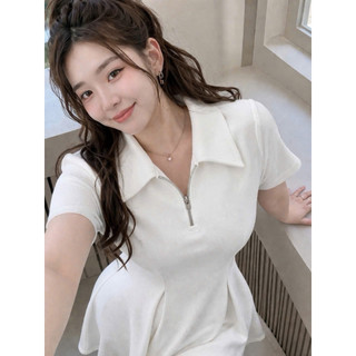 Đầm Polo Bigsize Nữ Cổ Sơ Mi Tay Ngắn Nhún Eo Dáng Váy Xòe Ngắn Vải Thun Co Giãn G98