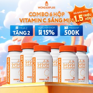 [Combo 6] Viên Nhai Bổ Sung Vitamin C Wonderplus Hương Cam Giúp Làn Da Rạng Rỡ Tăng Cường Đề Kháng Hộp 60 Viên