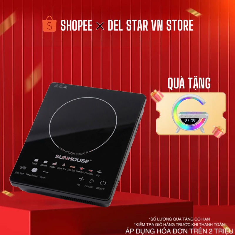 Bếp từ Cảm Ứng Sunhouse Cao Cấp Công Suất 2200W Mặt Kính Chịu Lực Tốt