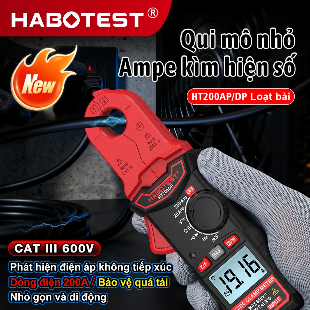 HABOTEST HT200AP / DP Máy đo kẹp kỹ thuật số Đa số cho điện áp AC / DC HZ NCV Độ chính xác cao không tiếp xúc Máy