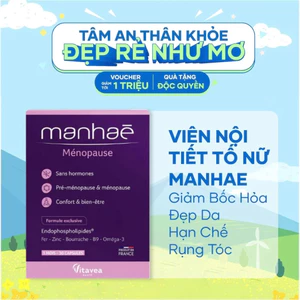 Viên nội tiết Manhae Ménopause cân bằng nội tiết nữ, điều hòa kinh nguyệt chống lão hóa từ Pháp