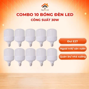 Combo 10 Bóng Đèn LED Ngoài Trời E27 30W Ánh Sáng Trắng, Chiếu Sáng Sân Vườn, Quán Ăn, Nhà Xưởng