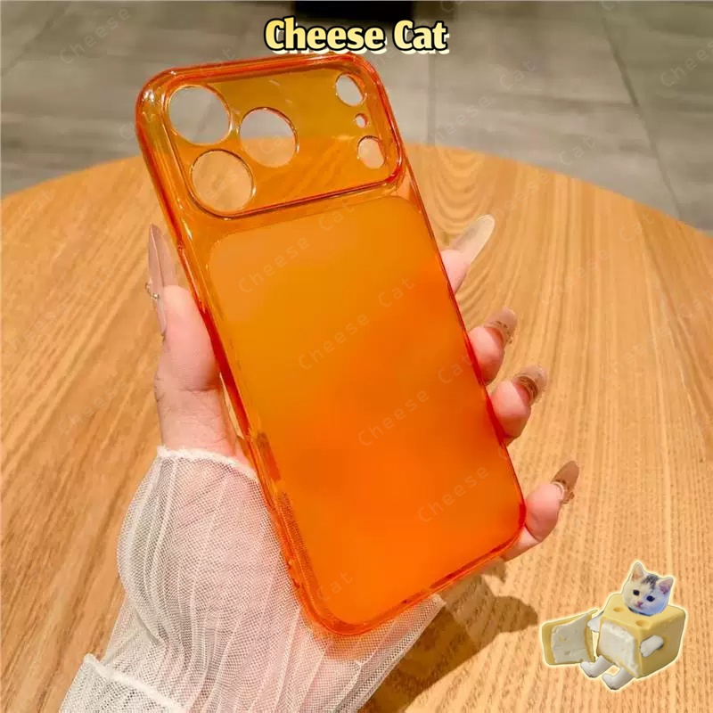 Thiết kế 17 Pro Max thấu kính Ốp lưng iPhone cho iPhone 11 12 13 14 15 16 17 Pro Max Màu cam rực rỡ Chống bám vân tay