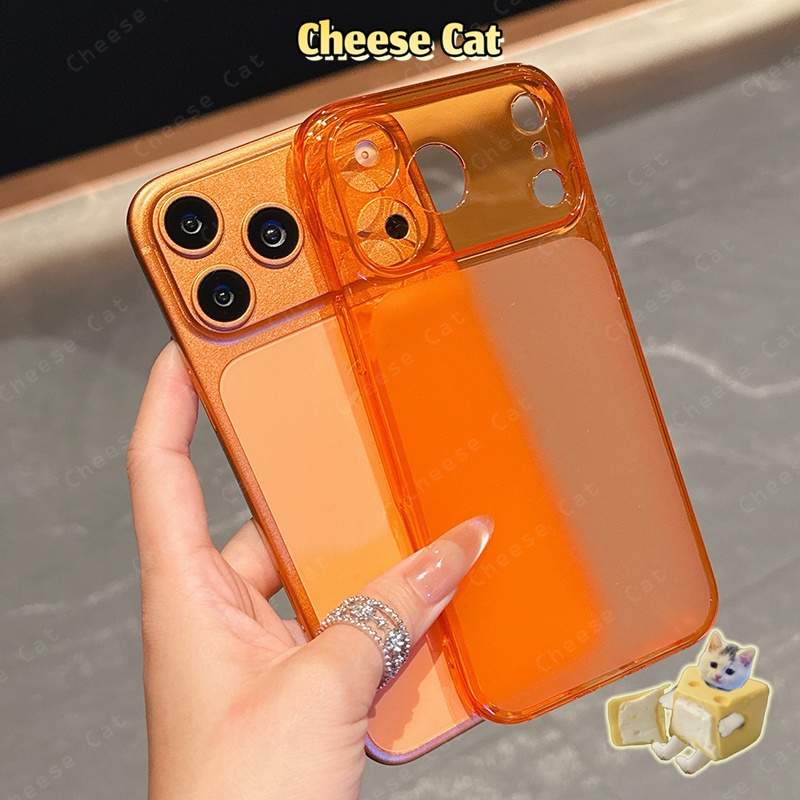 Thiết kế 17 Pro Max thấu kính Ốp lưng iPhone cho iPhone 11 12 13 14 15 16 17 Pro Max Màu cam rực rỡ Chống bám vân tay