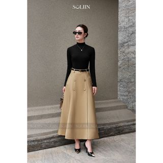 [BST MỚI] Chân Váy Chữ A Chất Liệu Kaki SOLIIN Chân Váy Xòe Thiết Kế Công Sở Thanh Lịch | ZOEY
