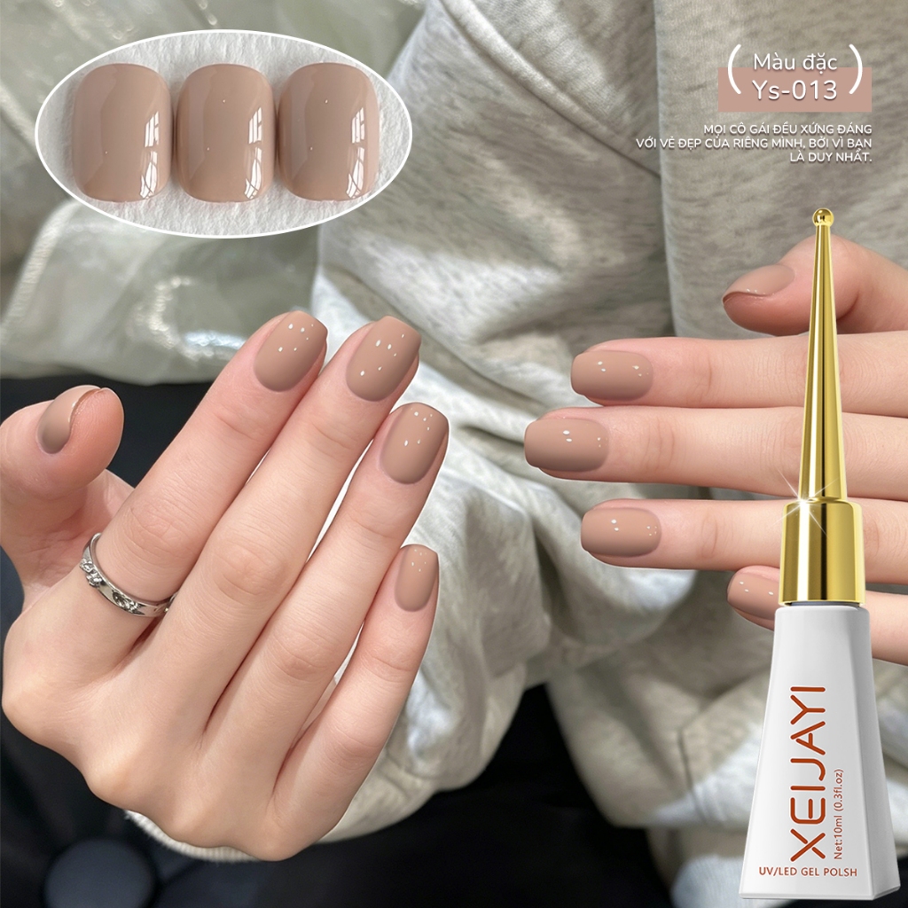 XEIJAYI 10ml-Sơn móng tay dạng gel màu trà sữa nhạt,bền màu và thời trang, phù hợp sử dụng hàng ngày