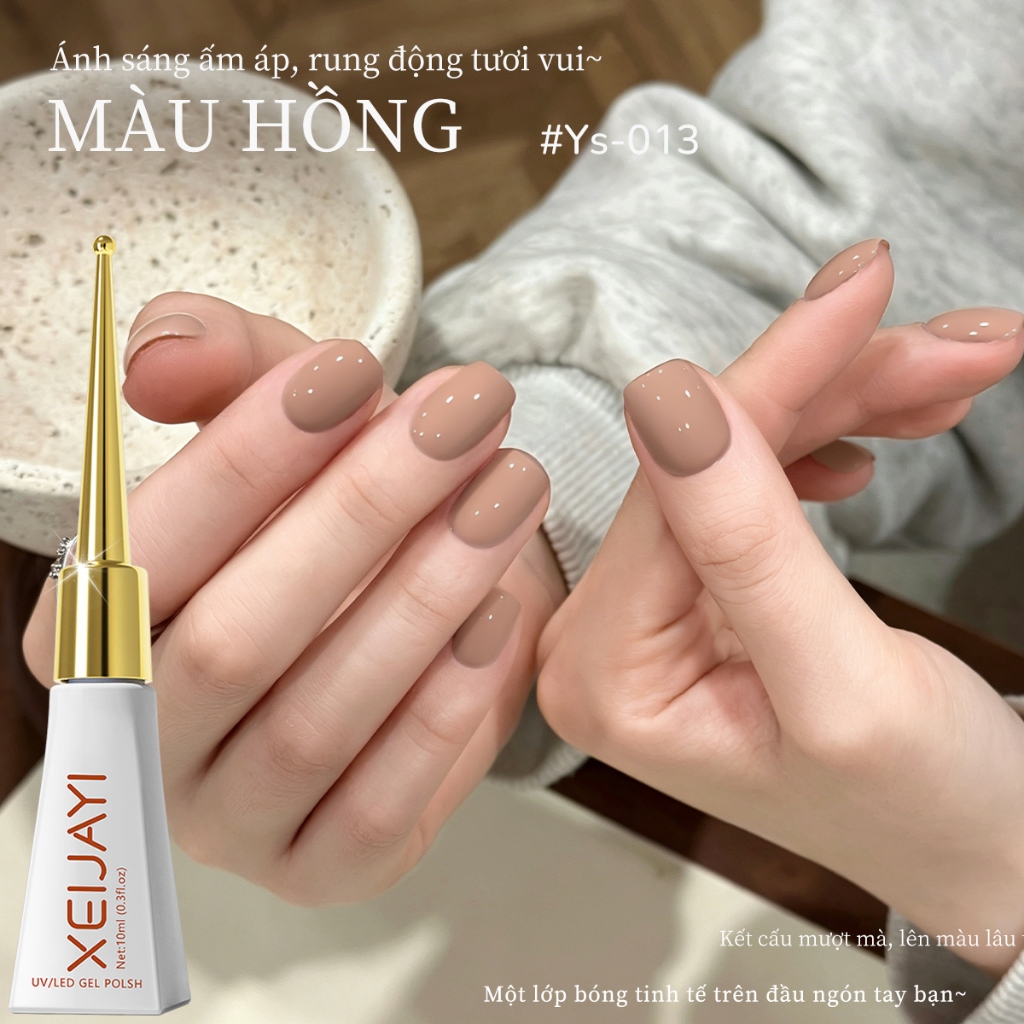 XEIJAYI 10ml-Sơn móng tay dạng gel màu trà sữa nhạt,bền màu và thời trang, phù hợp sử dụng hàng ngày