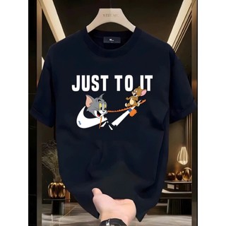 Áo thun phông nữ nam tay lỡ form rộng chất liệu cotton thoáng mát thấm hút mồ hôi in chữ JUST TO IT