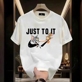 Áo thun phông nữ nam tay lỡ form rộng chất liệu cotton thoáng mát thấm hút mồ hôi in chữ JUST TO IT