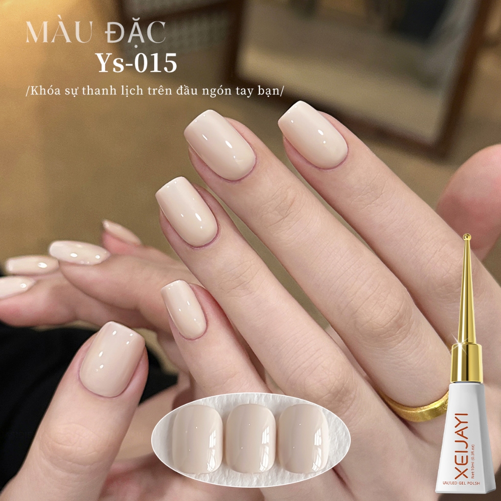 XEIJAYI 10ml - Sơn móng tay dạng gel màu mơ kem, độ bóng lâu trôi, phù hợp với mọi tông da.