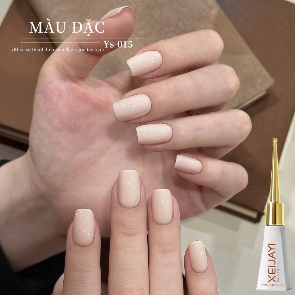 XEIJAYI 10ml - Sơn móng tay dạng gel màu mơ kem, độ bóng lâu trôi, phù hợp với mọi tông da.